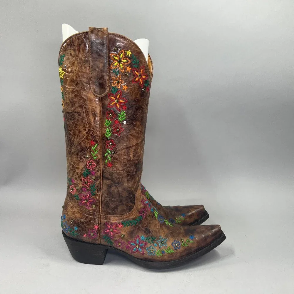 Old Gringo Women's Brown Leather Floral Embroidered Western Boots